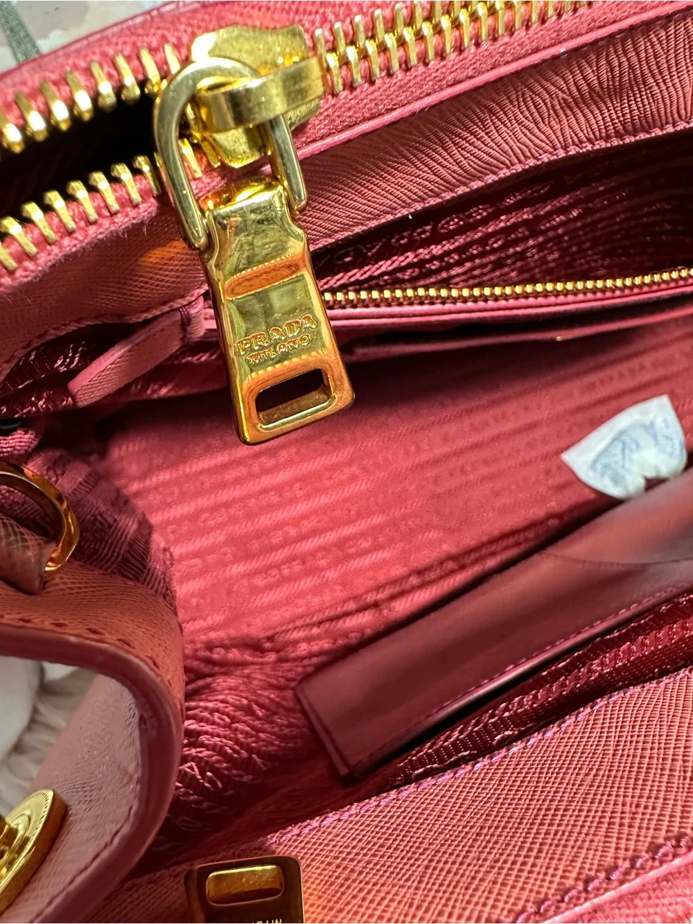 Prada Pink Saffiano Leather Satchel with Gold Hardware